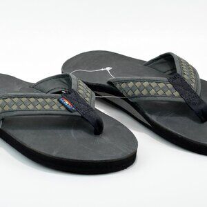 Rainbow Luxury Leather Wide Strap The Bentley Black Gray Men's Sandal